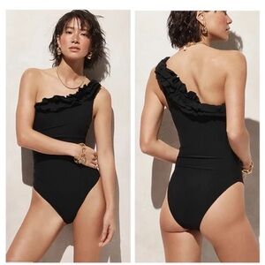 NWT J. Crew Matte ruffle one-shoulder one-piece swimsuit